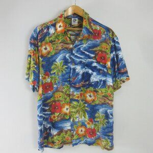 Vtg Kennington Ltd Mens Large Surfing Short Sleeve Hawaiian Floral Shirt Ocean